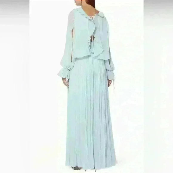 Self Portrait Blue Pleated Goddess Dress Gown Size Medium - Picture 13 of 13